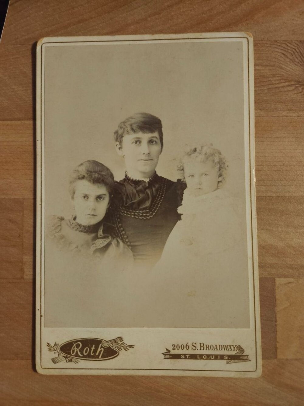 Cabinet Card Photograph Family Portrait Mother Baby, Child Antique Photo Sepia